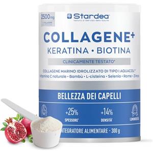 STARDEA Srl Integratore Capelli Collagene E Cheratina - Biotina Polvere 300 g STARDEA
