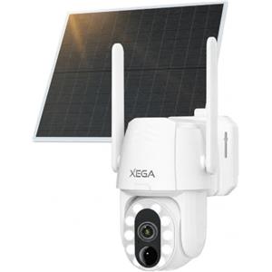 Xega Telecamera Esterno 4G con SIM, Pannello Solare Telecamera Senza Wifi | Circolare 500 Lumen, Audio bidirezionale,2K Visione notturna colori,IP66, PTZ,Videocamera Senza Fili, Abbonamento pagante