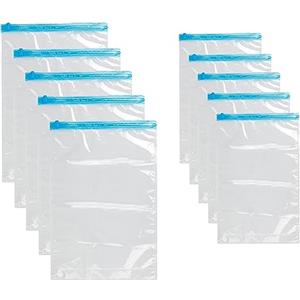 QH7 Sacchi Sottovuoto di Rotolo a Mano, 10 Pz (5 * 60 x 40 cm) (5 * 50 x 35 cm) Sacchetti Buste Sottovuoto Salvaspazio， Buste Sottovuoto Vestiti,Borse da viaggio,per Viaggi, Pompa Senza Bisogno.