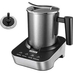 FUNLAVIE Milk Frother, Automatico 4-in-1 Cappuccinatore Montalatte Elettrico, Capacità 150ml Schiuma o 400ml Latte Caldo, Design Diviso, Adatto per Cappuccino, Macchiato, Lavabile in lavastoviglie