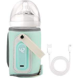 LZHIOs Borsa scaldabiberon portatile con ricarica USB e display LCD, scalda latte elettrico senza fili da 21 W, per viaggi, scalda latte regolabile a 5 marce, compatibile con biberon Tommee Tippee/MAM