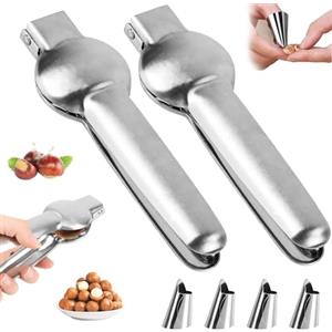 YISKY Castagno Clip, 2 Pezzi Pinza Castagne+4 Pezzi Coltello per Pollice, Acciaio Inossidabile Taglia Castagne, Pinza per Castagne, Schiaccianoci in Castagna, Castagna Opener, Castagne Utensili Cucina
