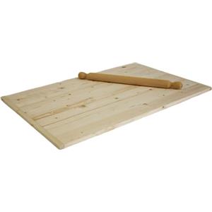 Marvin Spianatoia in Legno di Betulla Naturale Asse per Pasta Impastare e Stendere, Tagliere, Spessore 9mm, Con Gradino per Tavolo da Lavoro Realizzata in Italia (ASSE + MATTARELLO 75X48 cm)