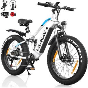 VARUN Bici Elettrica, 26 *4.0 Fat Tire Bicicletta Elettrica con Motore 250W, 48V 18Ah/13Ah Batteria,Bici Elettrica Uomo/Donna con 7 Velocità, LCD Display, Autonomia 100-150KM Mountain Bike Elettrica