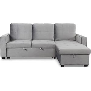 Menzzo Divano ad angolo convertibile Moderno Delacroix Velluto Argento