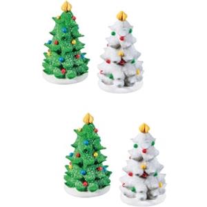 Dream' s Party Set 4 ALBERI di NATALE in ZUCCHERO - PINO Pinetto in zucchero- bianco e verde - decorazione natalizia per torte, panettoni, pandori e dolci