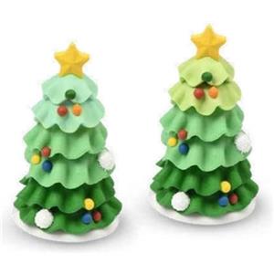 Dream' s Party Set 2 ALBERI di NATALE in ZUCCHERO con STELLA - PINO Pinetto in zucchero - decorazione natalizia per torte, panettoni, pandori e dolci