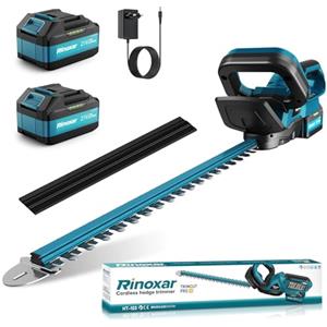 RINOXAR Tagliasiepi a Batteria con 2x 21V/4000mAh Batterie, Tagliasiepi Elettrico 600W Motore Brushless, Taglia Siepi da Giardino a Batteria con Lunghezza di Taglio 52cm, Taglio Diametro 15 mm - TrimCut PRO