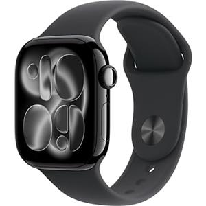 Apple Watch Series 11 GPS, Cassa 42 mm in alluminio Jet Black con Cinturino Sport nero - S/M