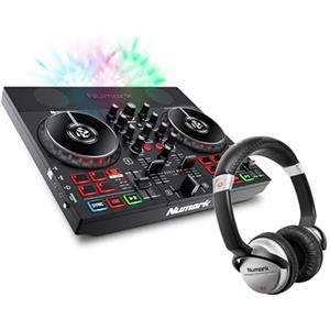 Numark Party Mix Live + HF 125 - Console DJ, Set da DJ per adulti e ragazzi con luci da discoteca, casse per DJ e mixer con Serato DJ Lite + Cuffie DJ con Filo e Serato DJ Lite
