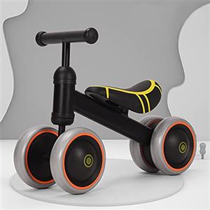 HUOLE Bici senza Pedali 1st Ride Three - Triciclo Bambini 1 Anno fino a 20Kg - Bici con 4 Ruote EVA e Manubrio Antiscivolo - Bicicletta Senza Pedali, Ergonomica, Antiribaltamento-50 * 18 * 38 cm-Nero