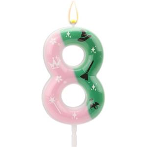 SAVITA Candela Numero Strega, Candele Compleanno Rosa e Verdi Topper per Torta Numero Decorazioni Torte Perfette per Feste a Tema Compleanno Halloween e Streghe(8)