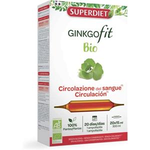 Super Diet SUPERDIET - GINKGOFIT BIOLOGICO - Circolazione del sangue - Circolazione - Made in France - 20 fiale da 15ml - 300ml