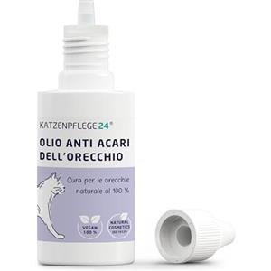 KATZENPFLEGE24 Olio anti acari dell'orecchio gatti - 100% effetto immediato naturale contro acari dell'orecchio, infiammazioni, rogna dell'orecchio & prurito - Prodotti contro acari del gatto 50ml