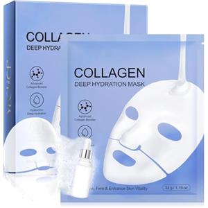 leyosger Maschera Collagene Viso Bio Collagen Real Deep Mask Idratazione Intensa, Pelle Compatta, Luminosità Istantanea per Ogni Pelle (Blue)