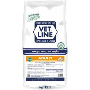 Vet Line Adulto Monoproteico Pollo 12,5 kg - Alimento Completo con Erbe Officinali per Cani Adulti