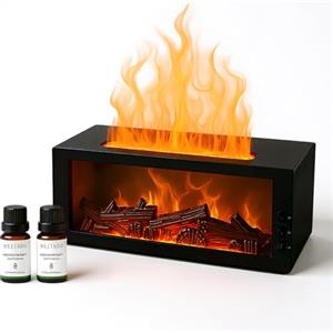 Lonyiabbi Diffusore & Umidificatore Effetto Fiamma per Camino 300ml - Nebulizzatore a Ultrasuoni con Telecomando, Luce LED a 7 Colori, Atmosfera Caminetto per Casa, Camera da Letto, Ufficio (Nero)