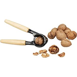 Relaxdays Schiaccianoci per Noci, Spaccanoci Alluminio Apribottiglie, Molla a Trazione, HxLxP: 6 x 18 x 8,5 cm, Nero, Legno, Unica