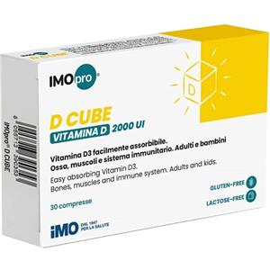 IMO SpA IMOPRO D CUBE - Integratore con Vitamina D3 e Magnesio per Ossa e Muscoli - 30 Compresse da 600 mg