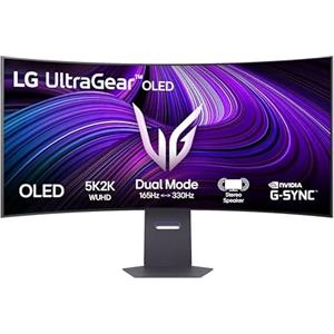 LG UltraGear OLED 45GX950A Monitor Gaming 45 5K2K (5120x2160), 21:9 Curvo, 165Hz, Dual Mode, 0,03ms (GtG), Speaker Stereo 10W, G-Sync, FreeSync Premium Pro, HDMI 2.1, DisplayPort 2.1, USB-C, Nero