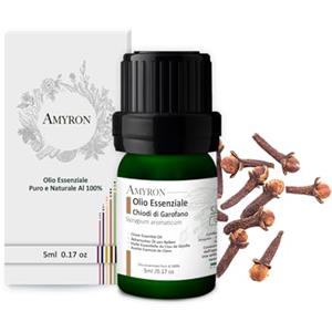AMYRON Olio Essenziale Chiodi di Garofano 5ml | AMYRON | Syzygium Aromaticum | Naturale E Puro Al 100% Ideale Per Aromaterapia E Diffusore Oli Essenziali | Massaggi aromatici | Uso Alimentare | Terapeutico.