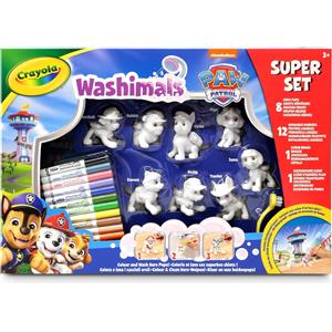 CRAYOLA Washimals Paw Patrol Super Set - 8 Cuccioli, 12 Pennarelli Lavabili, Sfondo Colorabile e Spazzolina per Bambini da 3 Anni