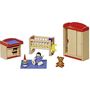 Goki 51905 - Camera dei Bambini, 12 Pezzi, mobili per la casa delle Bambole