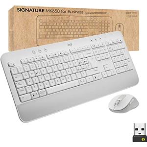 Logitech Signature MK650 Combo for Business, mouse e tastiera senza fili, Logi Bolt, Bluetooth, SmartWheel, certificato a livello globale, Windows/Mac/Chrome/Linux, Layout Italiano QWERTY - Bianco