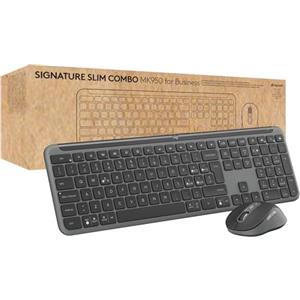 Logitech Signature Slim MK950 for Business, kit tastiera e mouse wireless, digitazione discreta, ricevitore sicuro,Bluetooth, certificazione globale, Windows/Mac/Chrome/Linux -Grafite, Layout Italiano