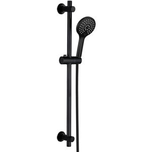 Görbach Asta Doccia Nera 70 cm Colonna Doccia INOX a Parete con Doccetta a 3 Getti, Staffe di Fissaggio Regolabili, Senza Miscelatore, Con Tubo Flessibile Doccia 150 cm (HBD12MB)