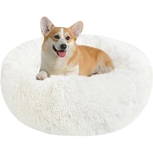 Nepfaivy Cuccia Gatto Cane Antistress Morbida - Cuscino Pelosa per Cani Gatti Interno Nuvola Soffice Peluche Rotondo da Ciambella, Letto Pelosa per Animale Domestico Piccola Media (XL-70cm/27.6in, Beige)