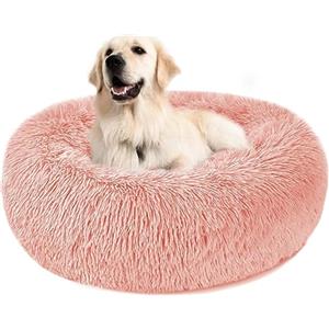 Nepfaivy Cuccia Gatto Cane Antistress Morbida - Cuscino Pelosa per Cani Gatti Interno Nuvola Soffice Peluche Rotondo da Ciambella, Letto Pelosa per Animale Domestico Piccola Media (XL-70cm/27.6in, Rosa)