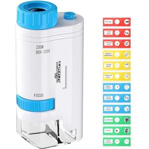 GlasFlength 60 x 120 mini microscopio tascabile per bambini e adulti, microscopio portatile a mano con vetrini, ideale per la scuola e i mini test