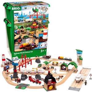 BRIO World - Set Deluxe il Mondo della Ferrovia, Set Costruzioni Trenino in Legno, Giocattolo per Bambino e Bambina 3+ Anni