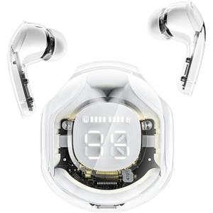 SMART-J Clear Beat Cuffie Auricolari Wireless Bluetooth 5.3, Design Trasparente, Suono Cristallino, Impermeabili IPX4, Custodia con Ricarica Smartphone, Microfono Integrato, Autonomia 2-3 Ore, USB-C (Bianco)