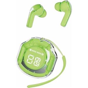 SMART-J Clear Beat Cuffie Auricolari Wireless Bluetooth 5.3, Design Trasparente, Suono Cristallino, Impermeabili IPX4, Custodia con Ricarica Smartphone, Microfono Integrato, Autonomia 2-3 Ore, USB-C (Verde)