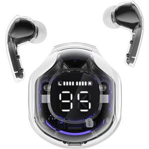SMART-J Clear Beat Cuffie Auricolari Wireless Bluetooth 5.3, Design Trasparente, Suono Cristallino, Impermeabili IPX4, Custodia con Ricarica Smartphone, Microfono Integrato, Autonomia 2-3 Ore, USB-C (Nero)