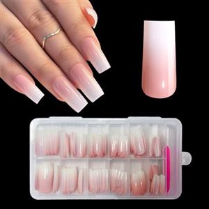 ZAHRVIA Tips per Unghie Finte - Unghie Finte Francesi - 120 pezzi Unghie Artificiali Bianche Rosa Gradienti Corte e Quadrate Ballerina Nail Art Manicure Unghie Finte (Rosa Gradiente Medium Square)