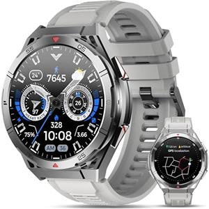 OUKITEL Smartwatch Uomo GPS,Orologio Militare Uomo 1,43" AMOLED Rugged Smart Watch Impermeabile con Chiamate Bluetooth,Altezza/Pressione,24H Monitoraggio,150+ Modalità Sport per Android iOS