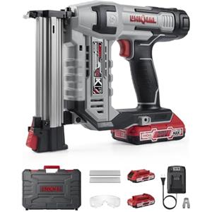 LINKNAL - Pistola elettrica per unghie, senza fili, alimentata a batteria, calibro 18, 2 batterie agli ioni di litio max 20 V, caricabatterie e 1000 chiodi inclusi (L820-BN)