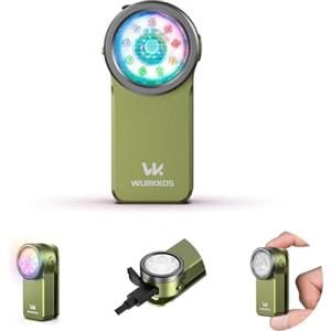 Wurkkos HD03 Mini Torcia Compatta a Clip, 680 Lumen Torcia Led Ricaricabile, 3 Modalità di illuminazione spot, flood e RGB,IPX6 Impermeabile per Campeggio Escursionismo e Alpinismo - Green