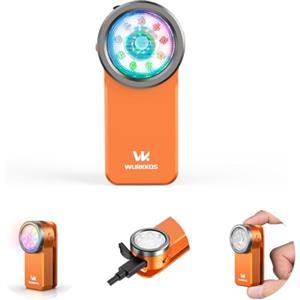 Wurkkos HD03 Mini Torcia Compatta a Clip, 680 Lumen Torcia Led Ricaricabile, 3 Modalità di illuminazione spot, flood e RGB,IPX6 Impermeabile per Campeggio Escursionismo e Alpinismo - Orange