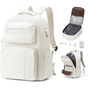 bergsalz Zaino Sottovuoto Viaggio Con Pompa, Zaino Ryanair Easyjet 45x36x20 Con Sottovuoto Incorporato, Zaino Da Viaggio Grande Da Donna Uomo Aereo Bagaglio a Mano Beige