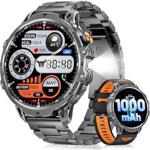 LIGE Smartwatch Uomo Batteria 1000 mAh/1.85'' HD Grande Smartwatch con Chiamate/Torcia/100+ Modalità Sportive,IP68 Impermeabile Fitness Watch con 24/7 Frequenza Cardiaca,Monitor del Sonno per iOS Android