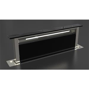 Fulgor FDDH 900 TRC BK - Cappa downdraft 90 cm in vetro nero con capacità di aspirazione fino a 760 m3/h