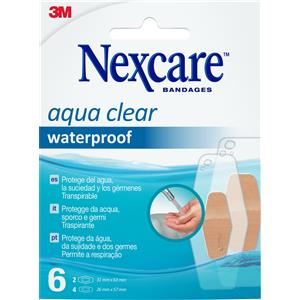 3M NexCare™ Aqua Clear - Cerotti Impermeabili Trasparenti, 6 Pezzi, Tenuta Fino a 12 Ore