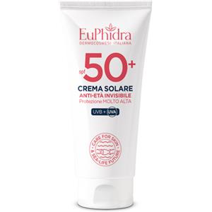 Euphidra Crema Solare Anti-Età Invisibile SPF50 50 ml - Texture Ultra-Leggera Senza Effetto Bianco