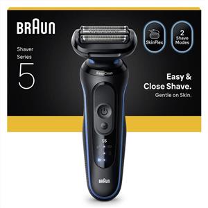 Braun 52-B1000S - Rasoio Elettrico Wet & Dry con Testina a 3 Elementi, Impermeabile e Senza Fili, Colore Blu