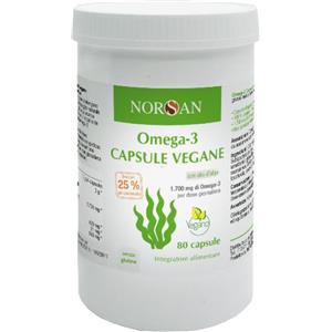 NORSAN Omega-3 Capsule Vegane - Integratore Alimentare con DHA e EPA da Microalga - 80 Capsule