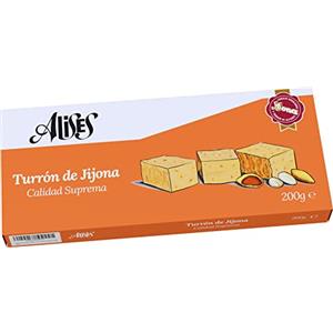 Alises Turrón de Jijona - Qualità Suprema - 100% naturale - Mandorle e Miele, Senza Glutine, Senza Lattosio - Torrone Spagnolo 200g (Morbido)